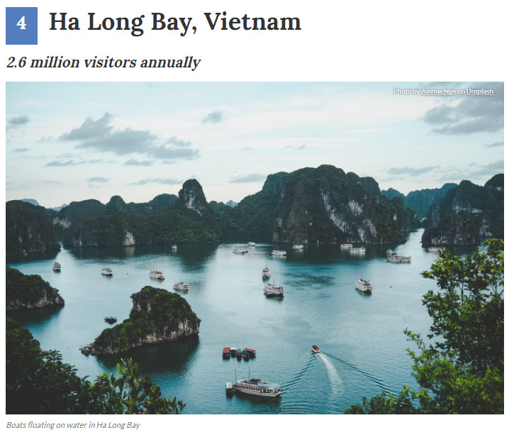 Baie d'Halong fait partie des 10 merveilles naturelles les plus visitées au monde