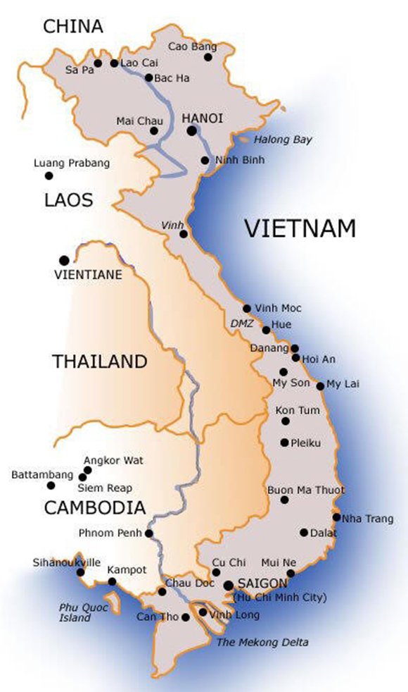 Les pays frontaliers du Vietnam