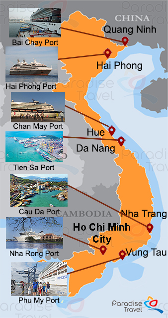Carte des ports maritimes du Vietnam