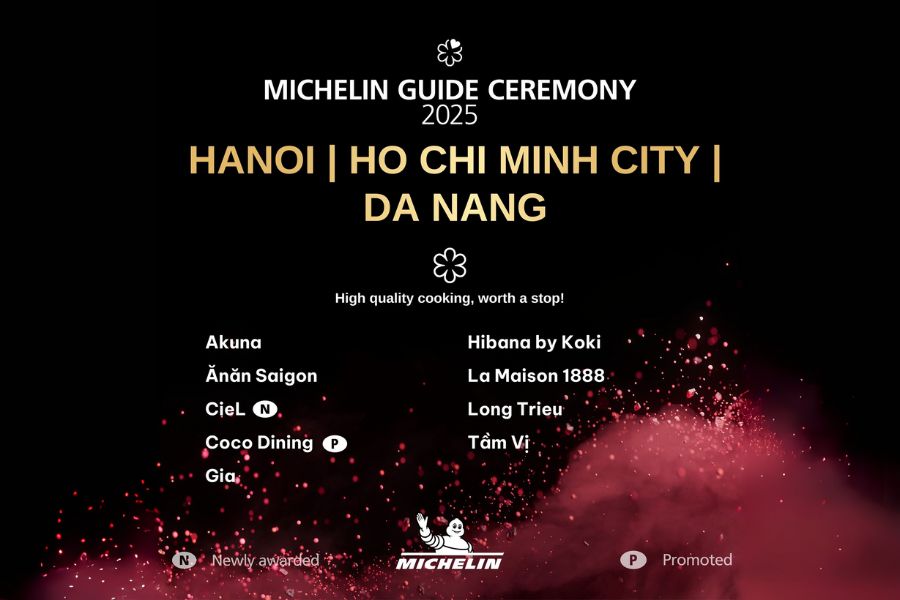 En plus des noms apparus il y a 2 ans, le Guide Michelin Vietnam 2025 marque également l'apparition de CieL et Coco Dining.