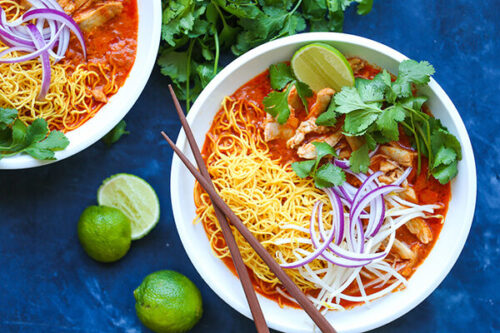 Khao Soi - Soupe de nouilles au curry du nord de la Thailande.