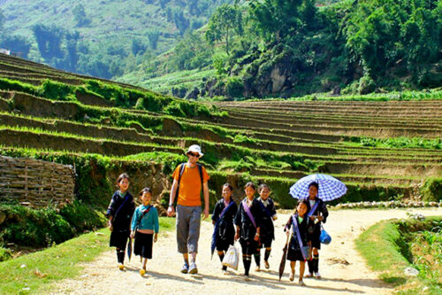 Une image souvent vue lors d’un trekking à Sapa